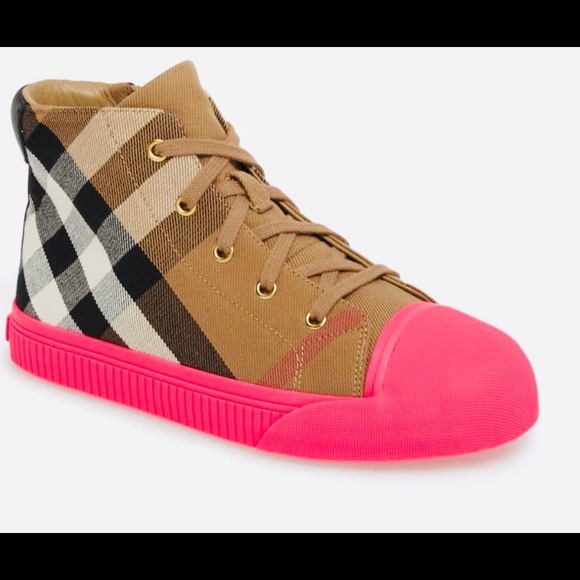 Burberry Kids High Top Sneakers Sz 23 - Picture 2 of 7